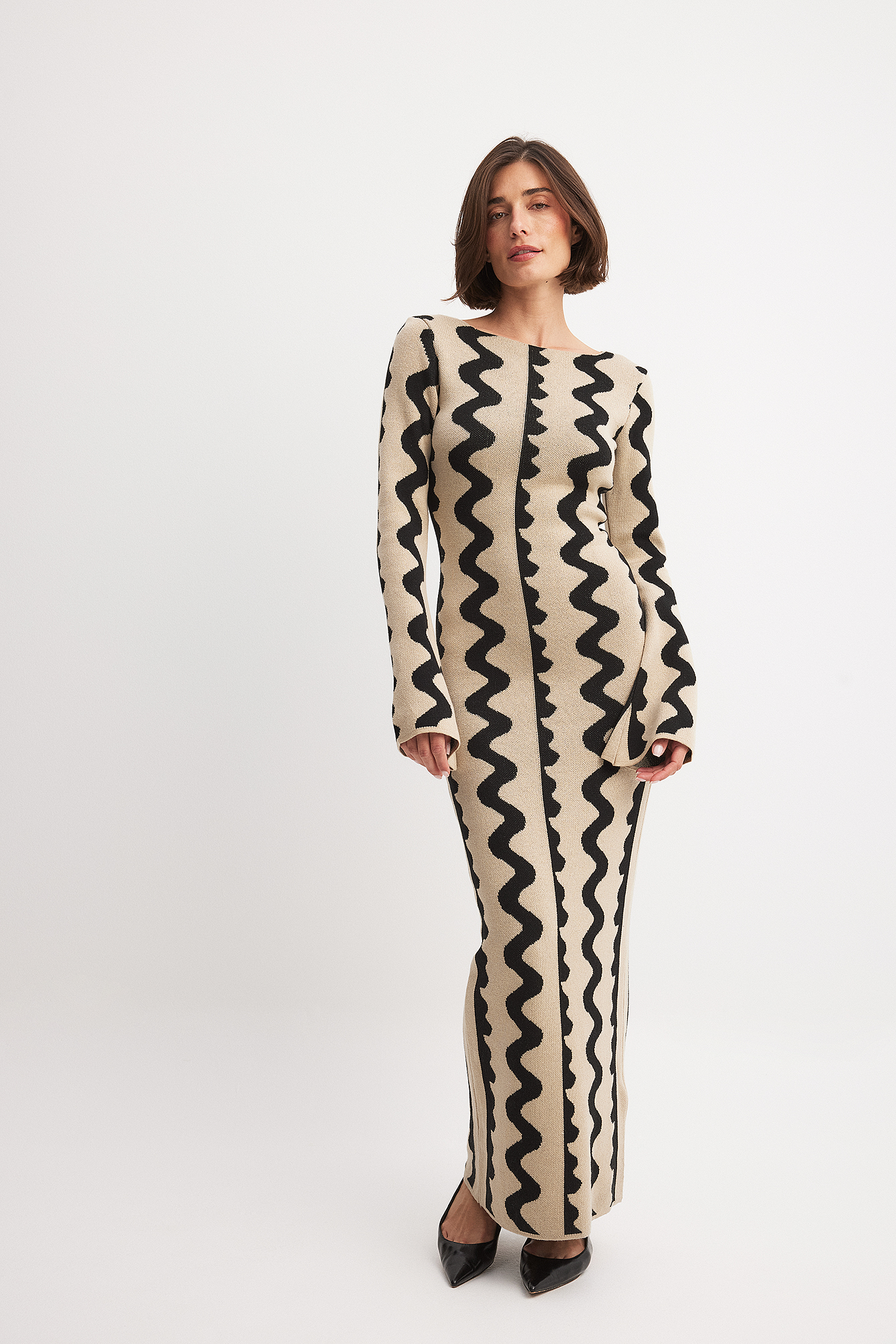 Wide Sleeve Knitted Maxi Dress Multicolor | NA-KD Wide Sleeve Knitted Maxi Dress Multicolor | NA-KD