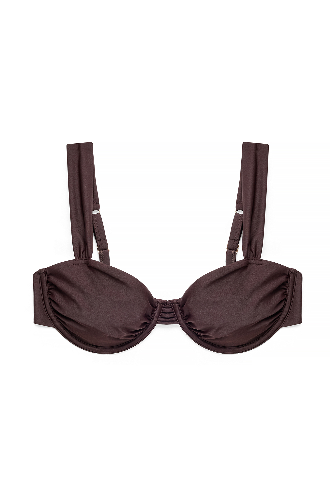 Brown Wide Strap Draped Bikini Bra