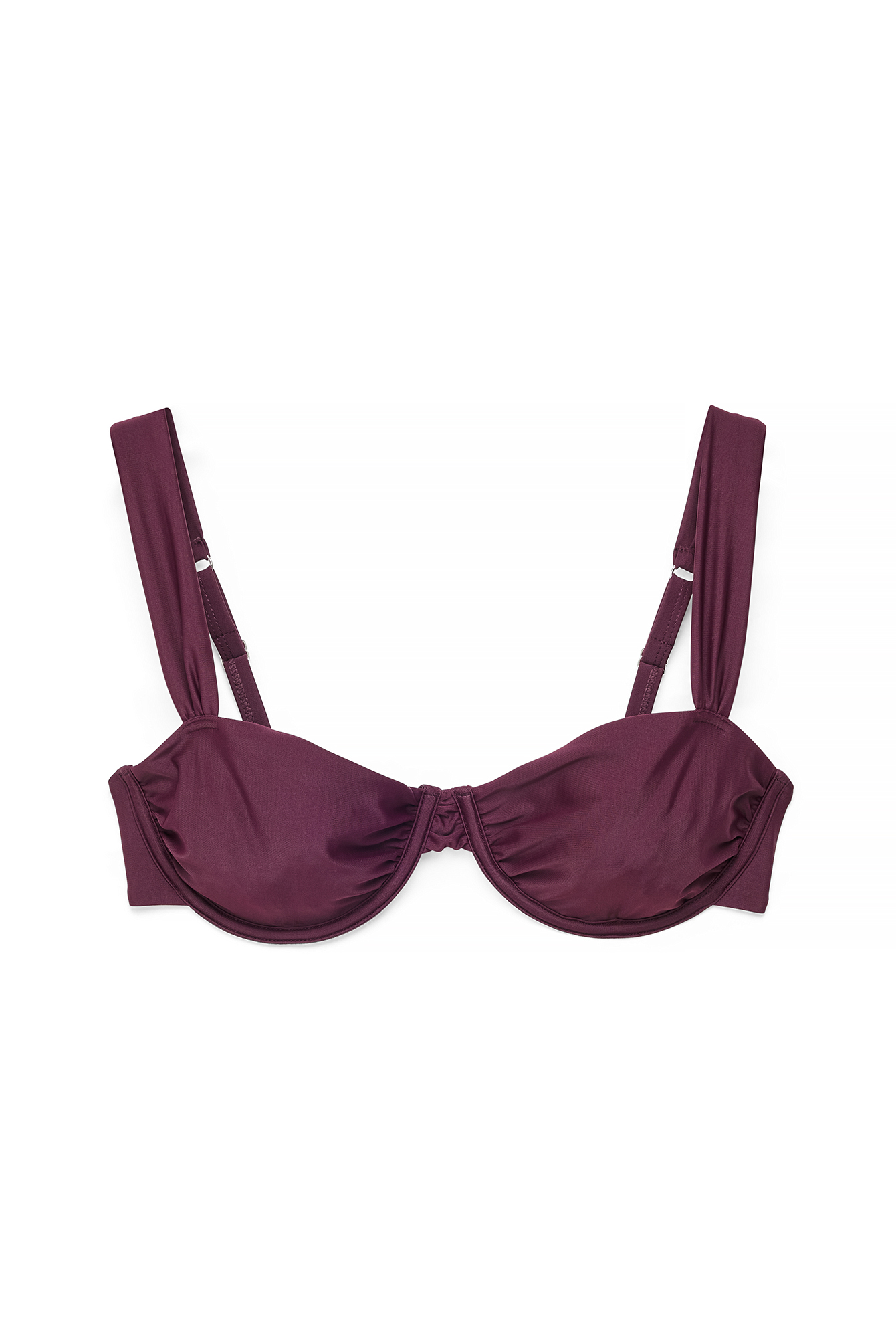 Aubergine Wide Strap Draped Bikini Bra