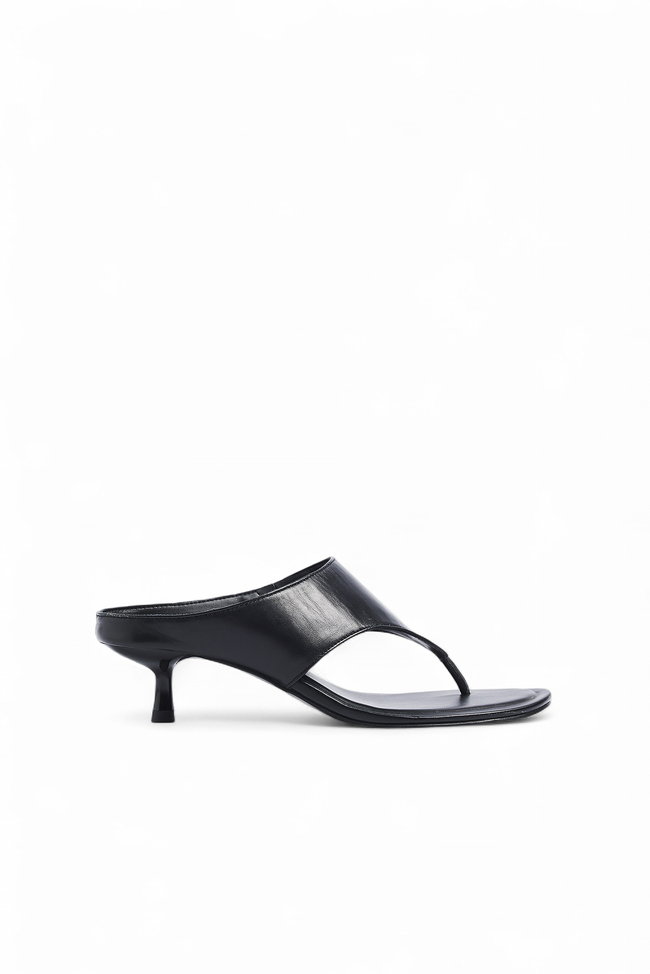 Black Wide Strap Leather Heels