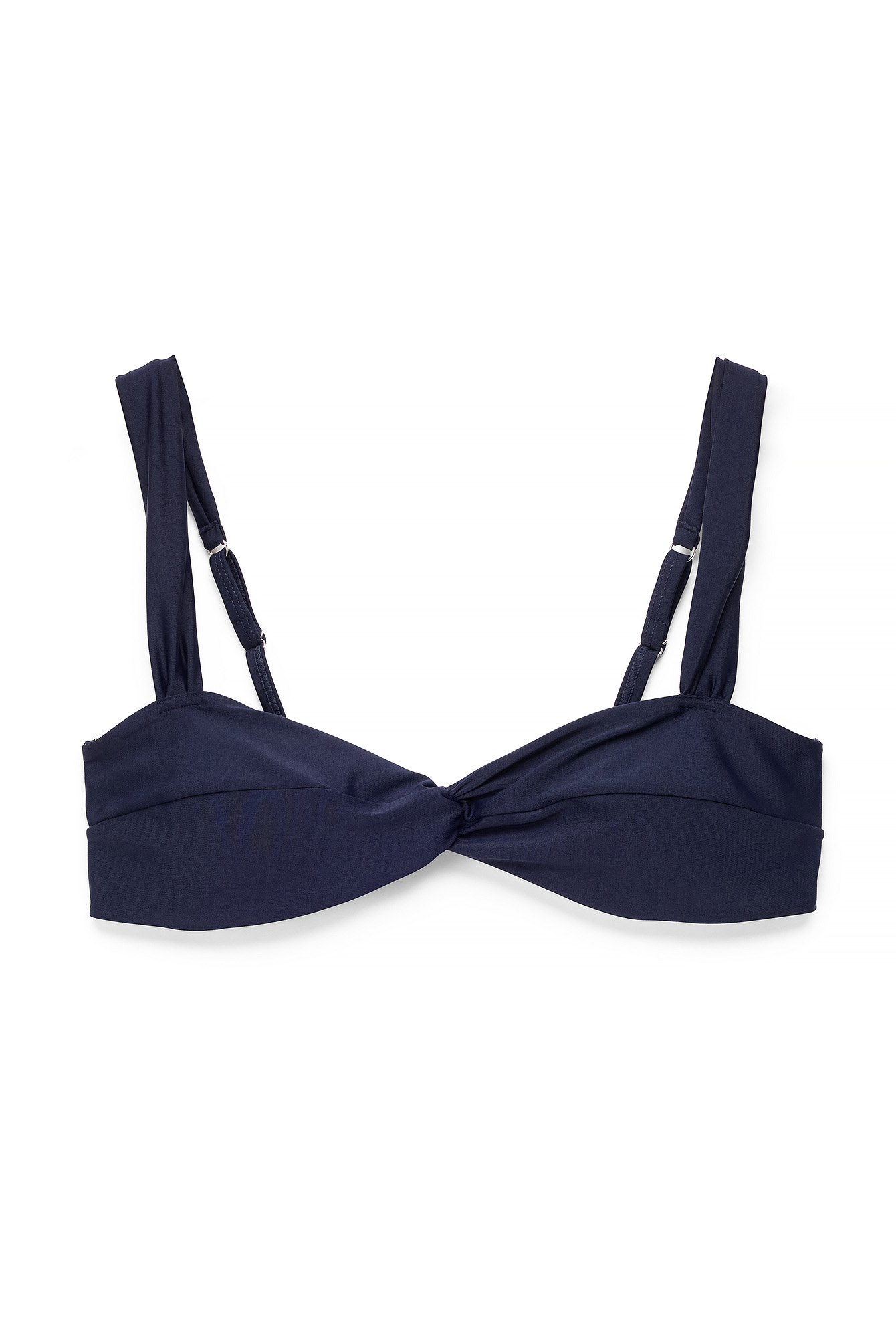 Dark Blue Bikinitopp med vriden framsida och breda band
