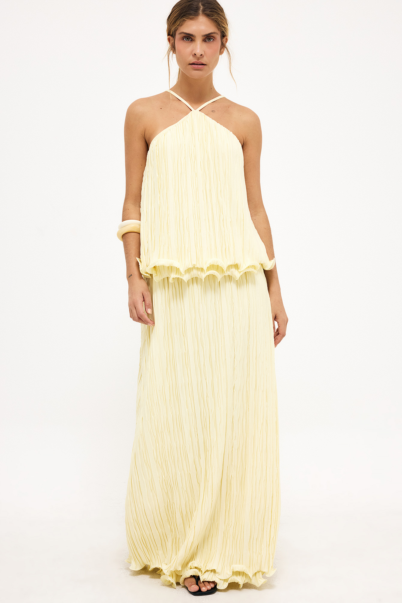 Flounced Hem Maxi Skirt - Ruffled Skirts - Yellow - M - NA-KD / NAKD