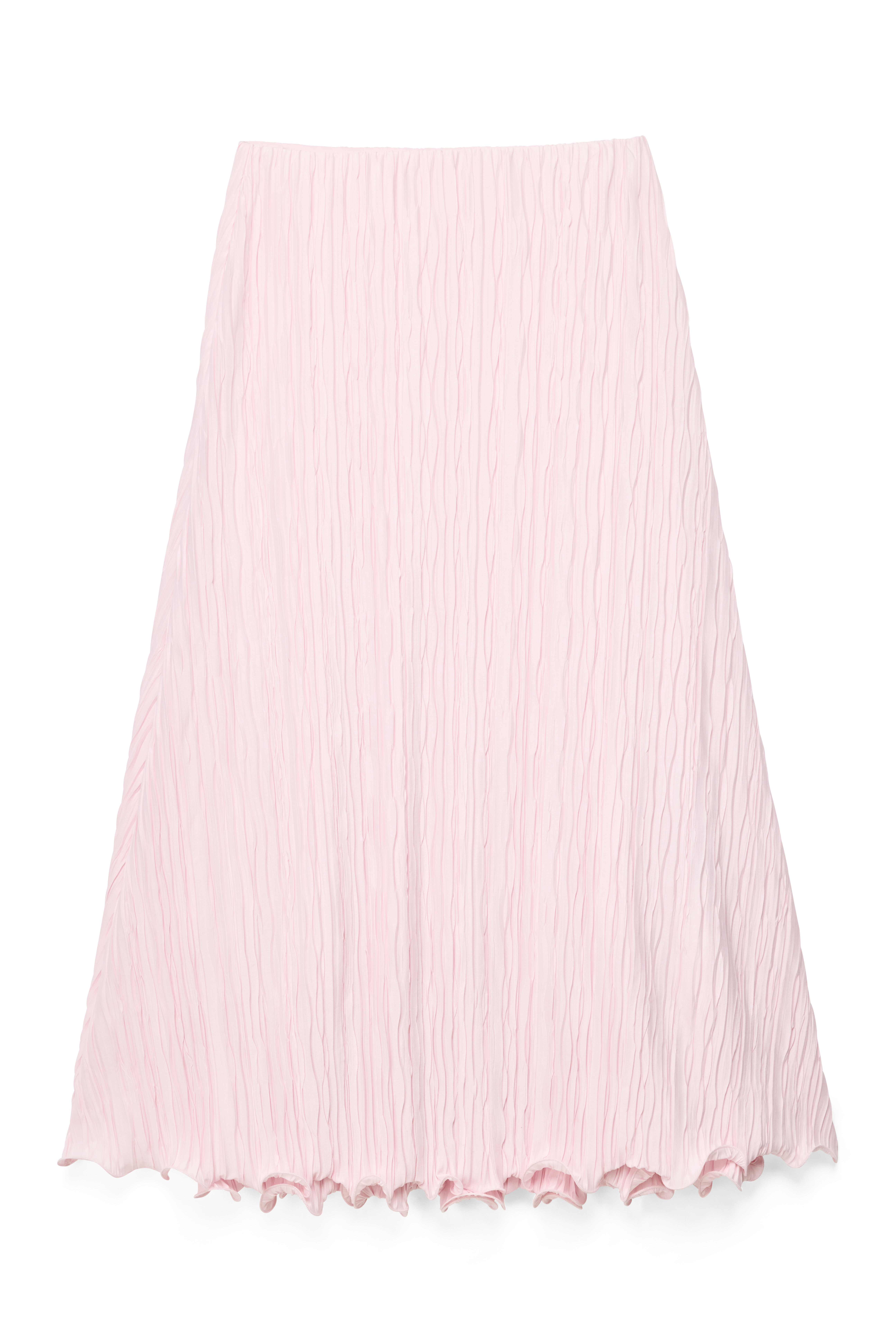 Light Pink Flounced Hem Maxi Skirt