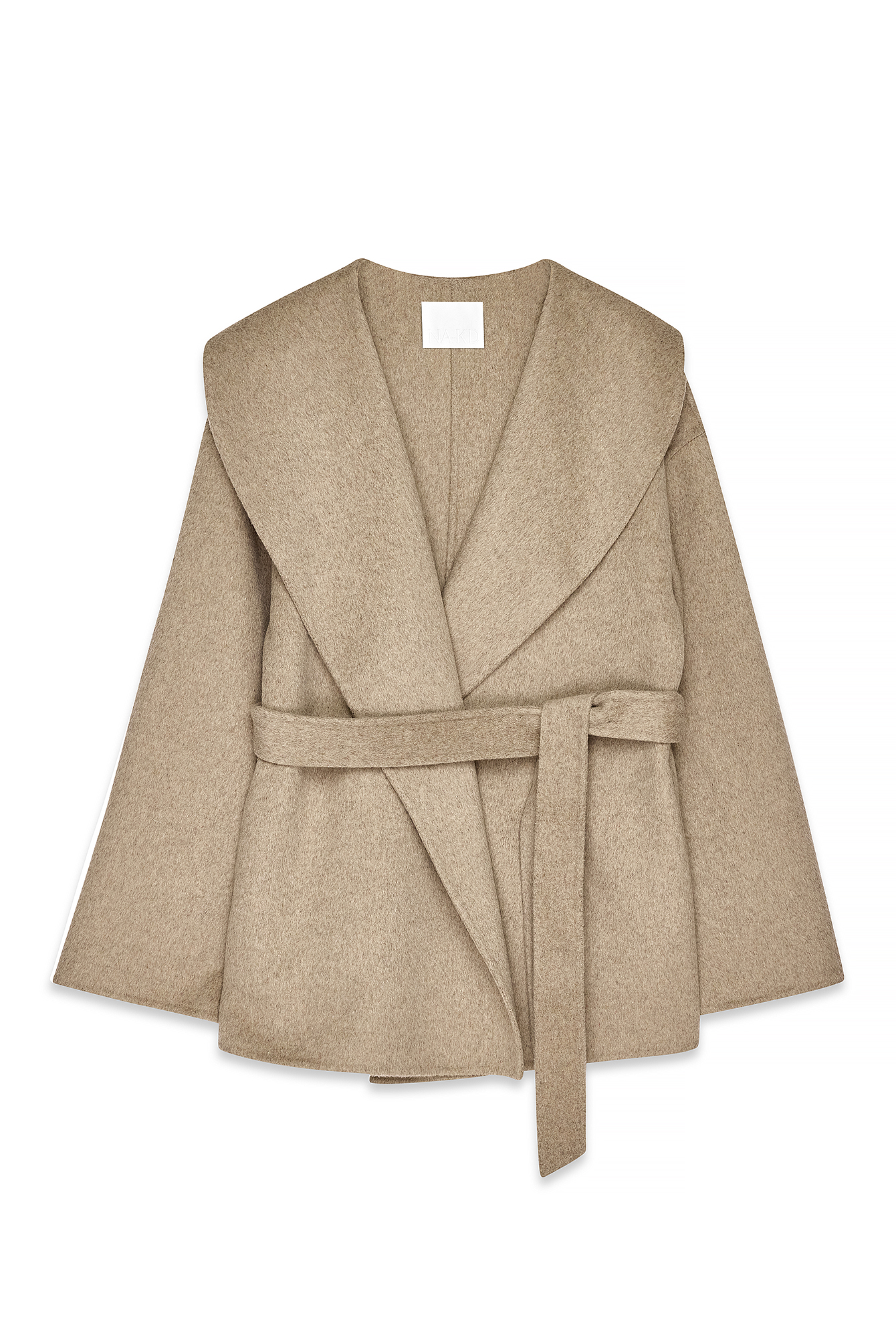 Collar Detail Wool Blend Short Coat Beige | NA-KD