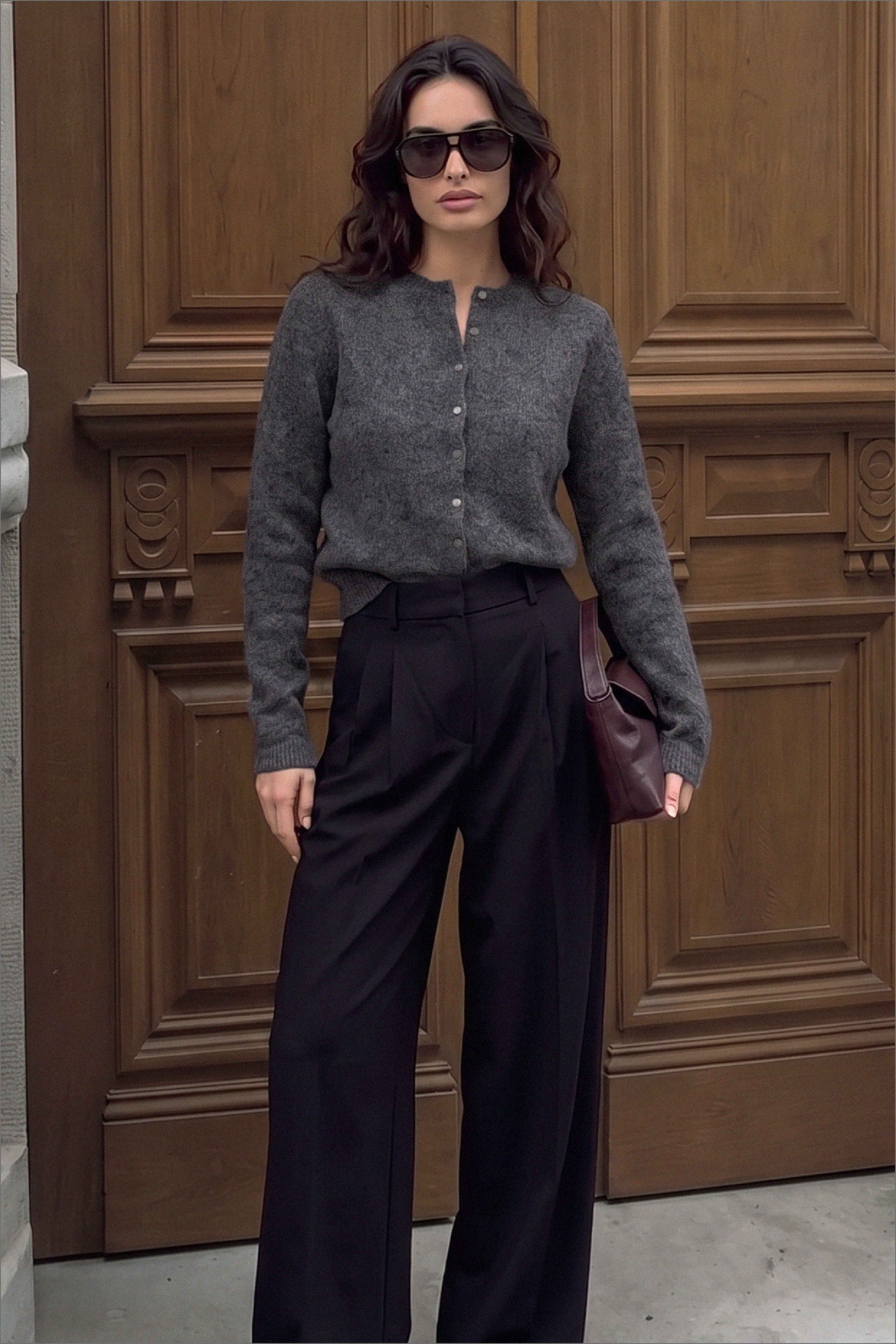 Wool Blend Button Round Neck Knitted Cardigan Grey | NA-KD