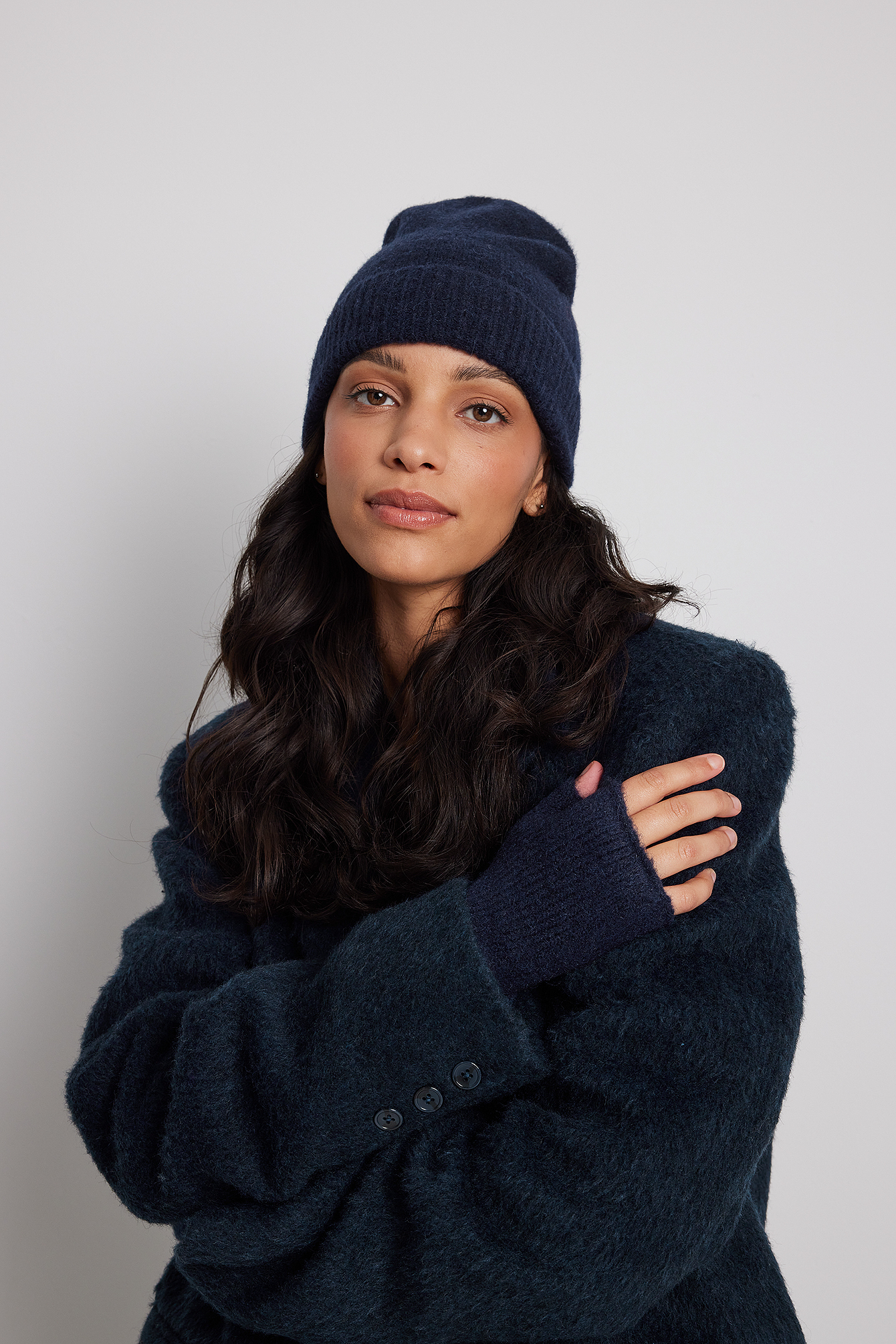 Claire Rose x NA-KD Wool Blend Knitted Beanie - Blue