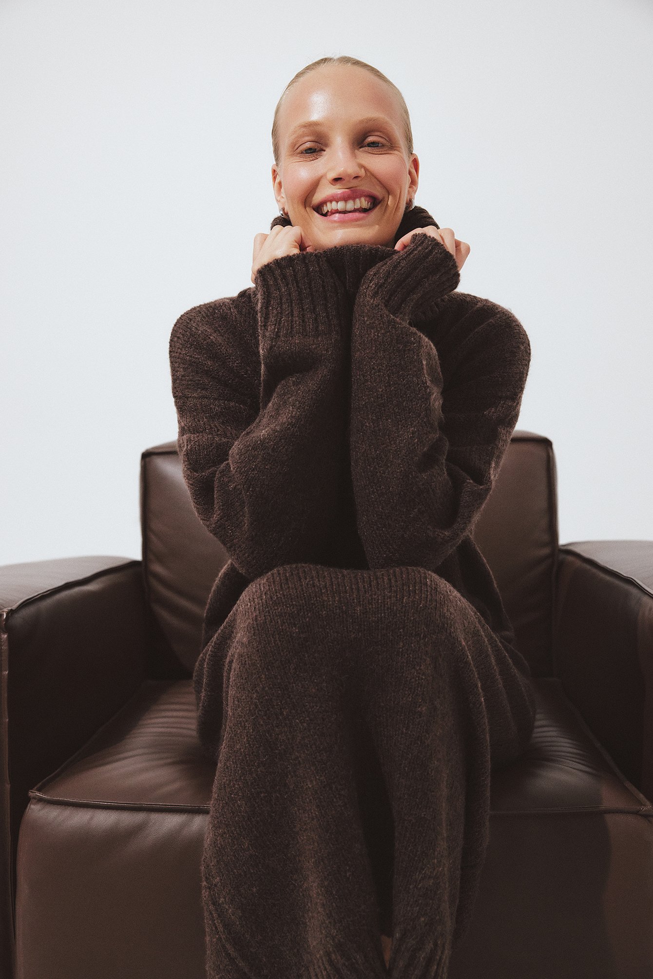 NA-KD Wool Blend Knitted Midi Dress - Basic Dresses - Brown - XS (EU 32) - NA-KD / NAKD