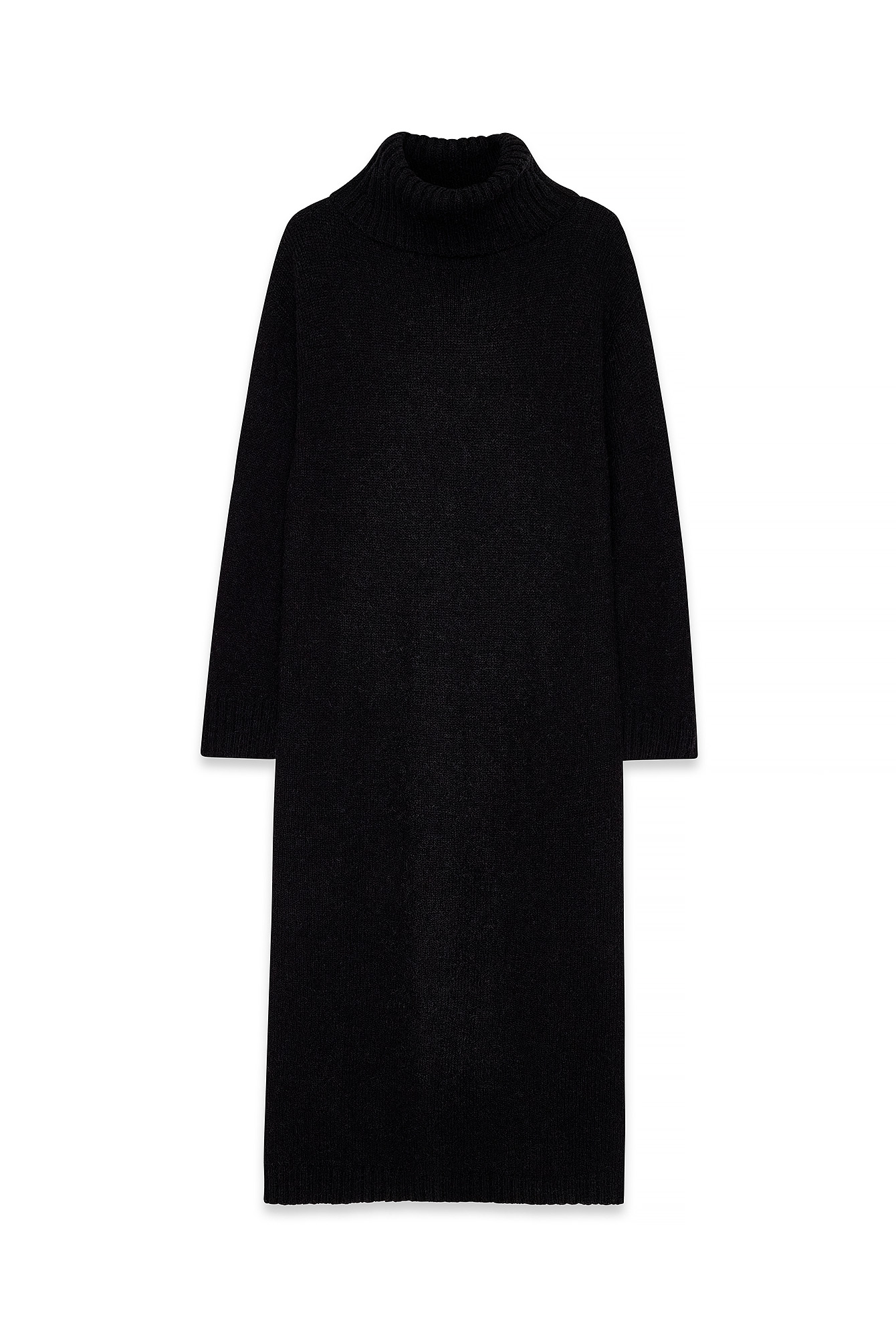 Knitted Wool Blend Turtleneck Maxi Dress Brown | NA-KD