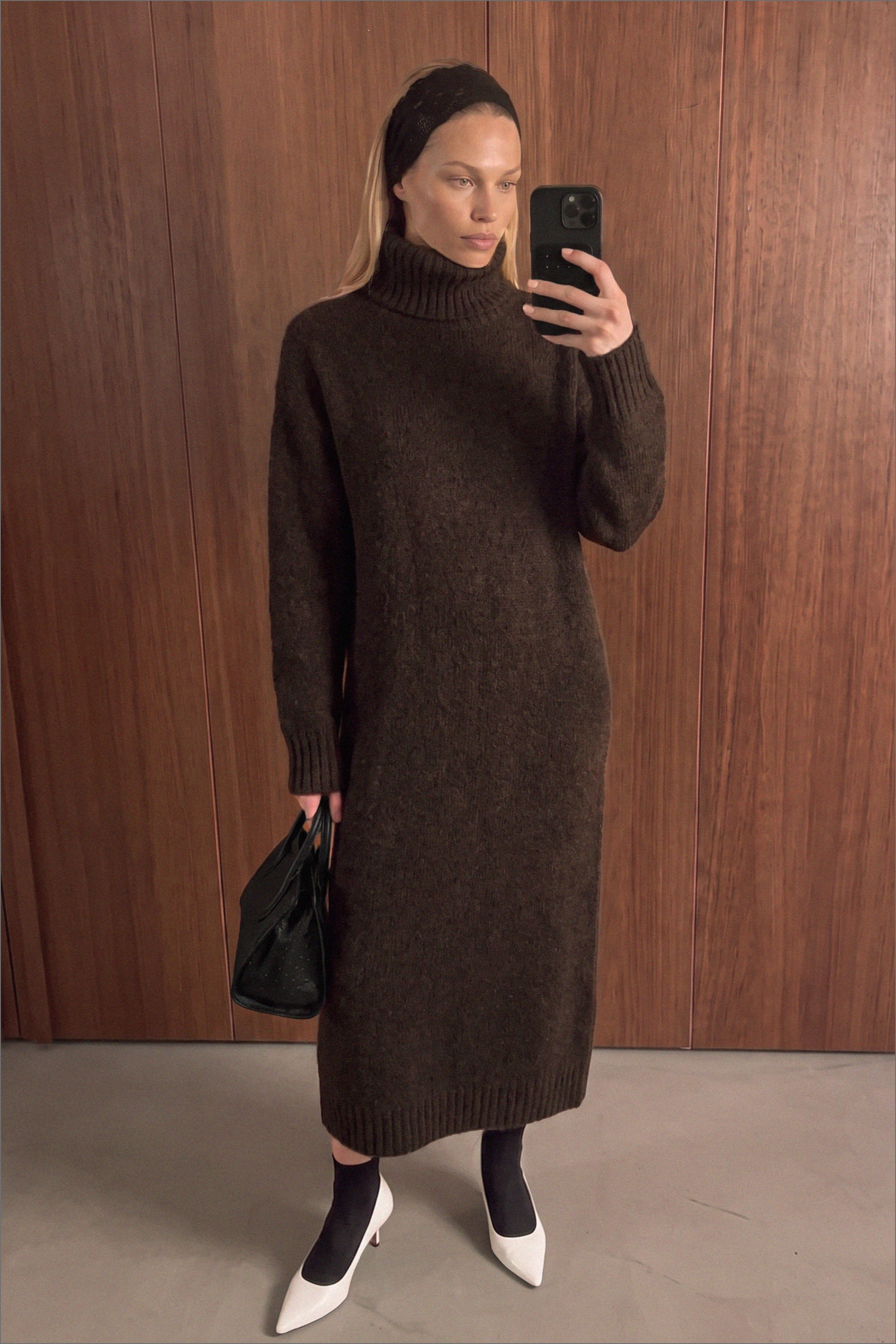Wool Blend Knitted Midi Dress - Basic Dresses - Brown - XS - NA-KD / NAKD