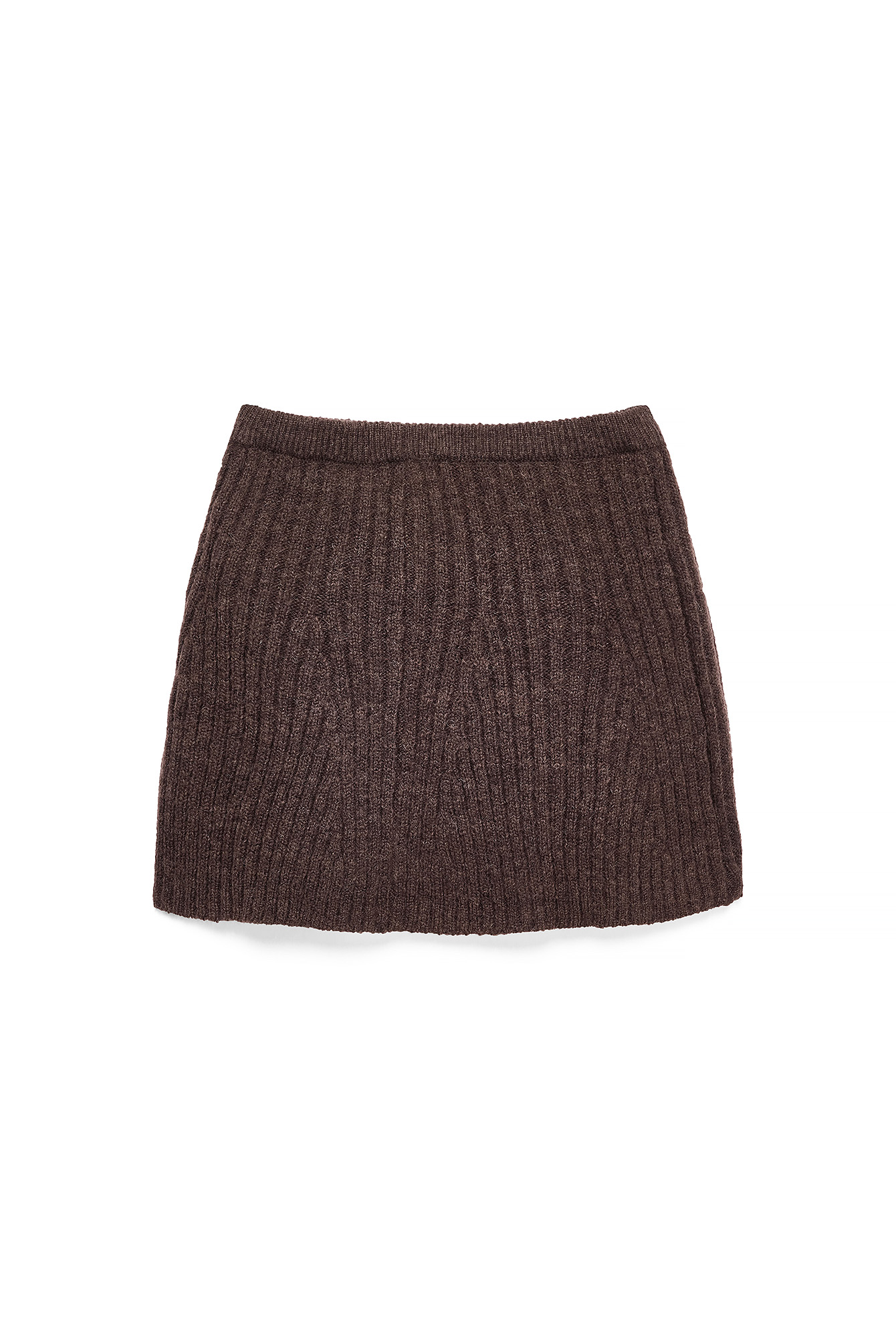 Brown Wool Blend Knitted Mini Skirt