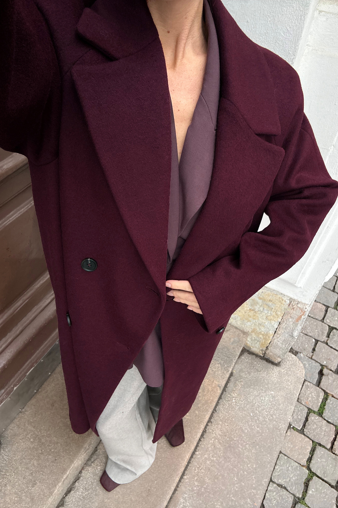 NA-KD Übergroßer Mantel aus einer Wollmischung - Winterjacken - Burgundy - EU 34 - NA-KD / NAKD