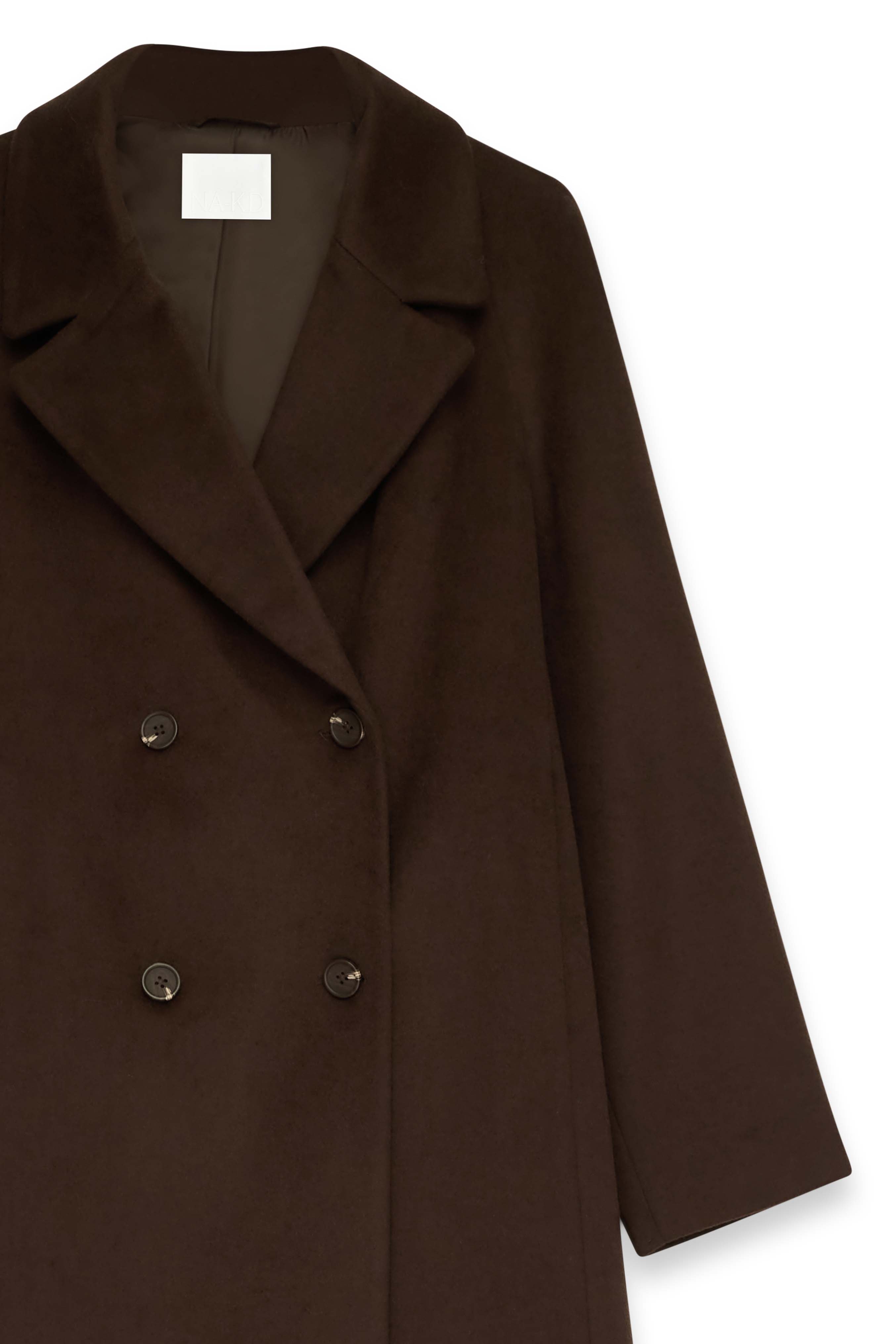 Oversized Raglan Sleeve Wool Blend Coat Brown | NA-KD