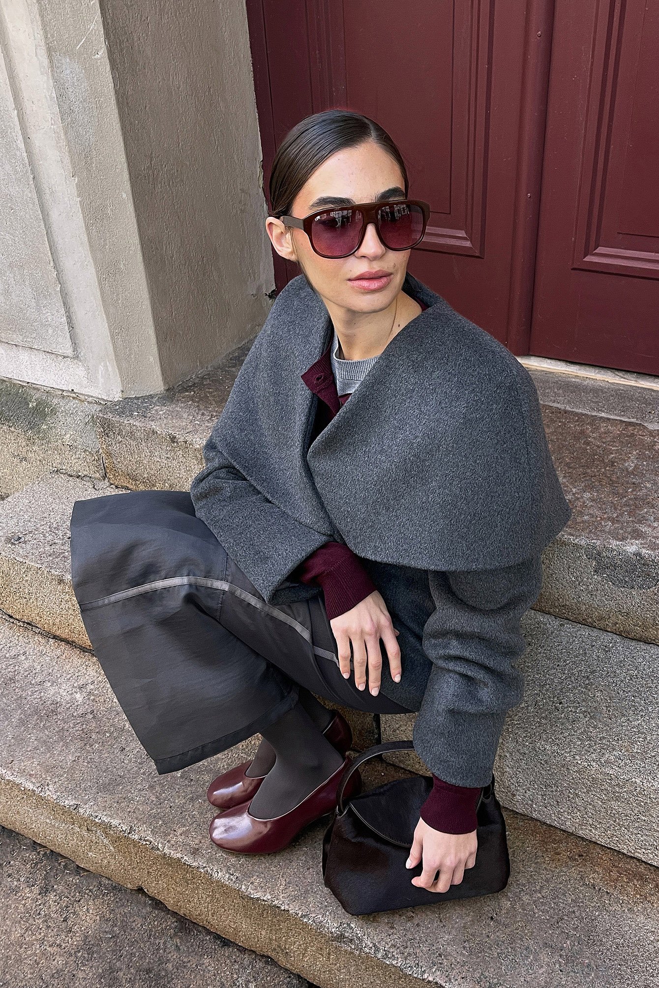 NA-KD Wool Blend Wide Collar Detail Short Coat - Spring Jackets - Grey - EU 40 - NA-KD / NAKD