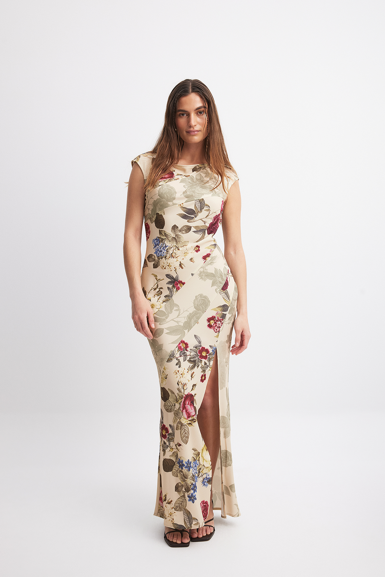 boat neck floral maxi dress Ivory Watercolor Print Maxi Dress - All Dresses