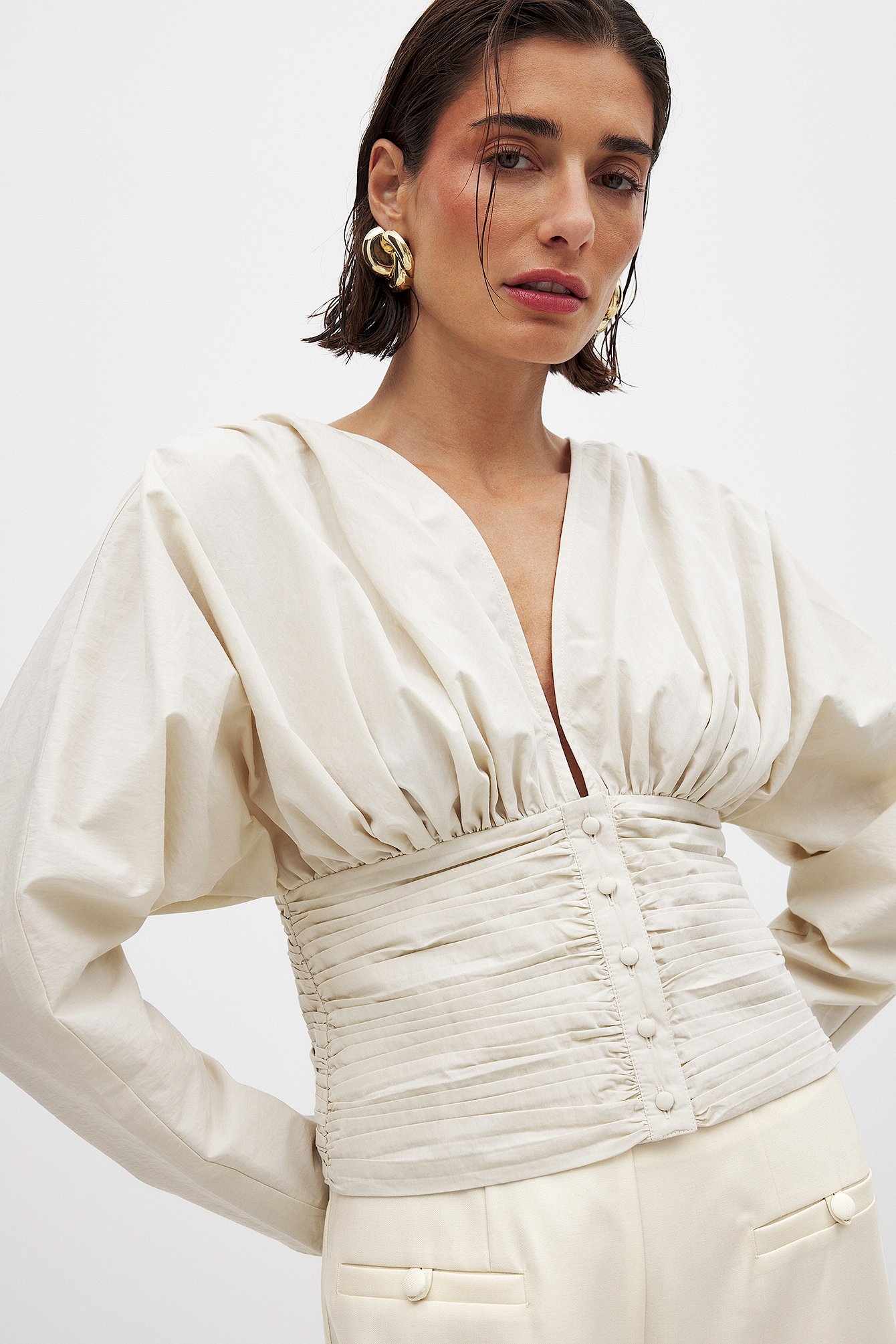 Handpicked x NA-KD Blus - Blusar - Beige - EU 44 - NA-KD / NAKD