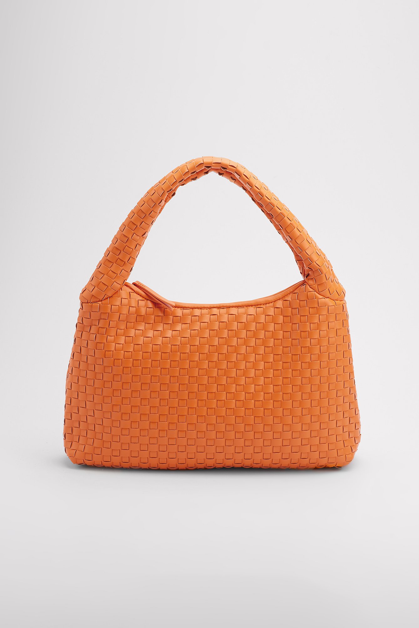 Orange Woven Hobo Bag