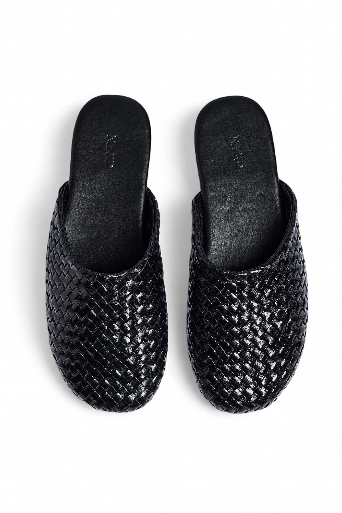 Premium Selection Woven Leather Sliders - Leather Shoes - Black - EU 39 - NA-KD / NAKD
