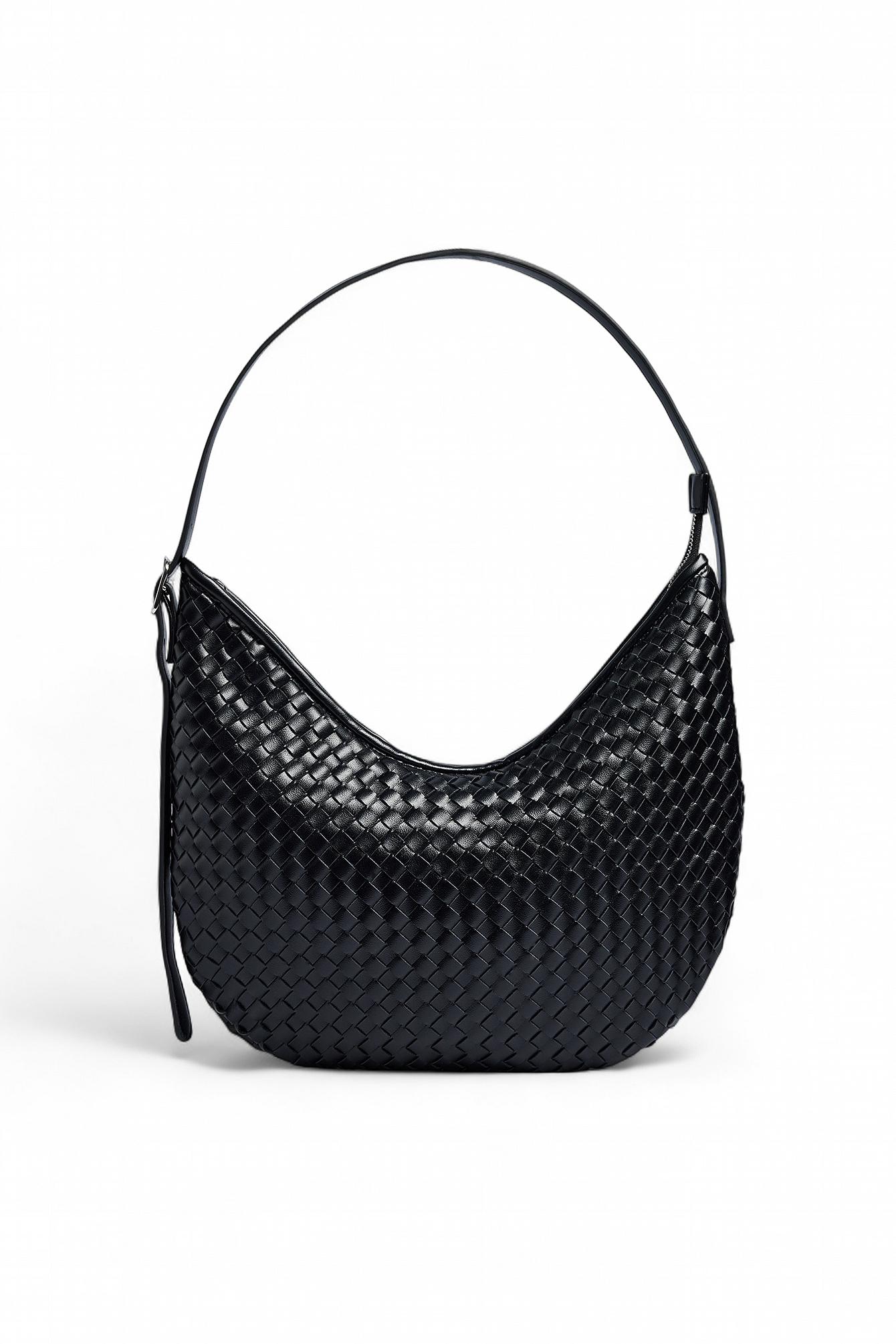 Black Woven Rounded Handbag