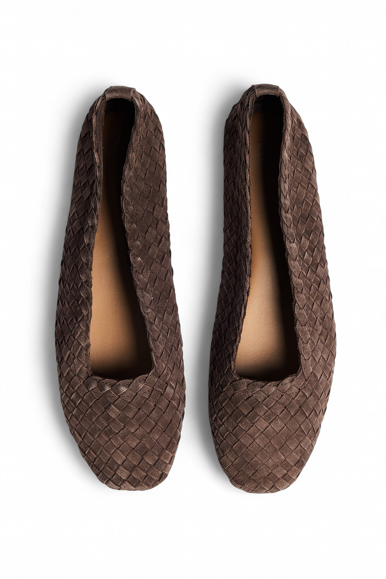 Brown Woven Suede Ballerinas