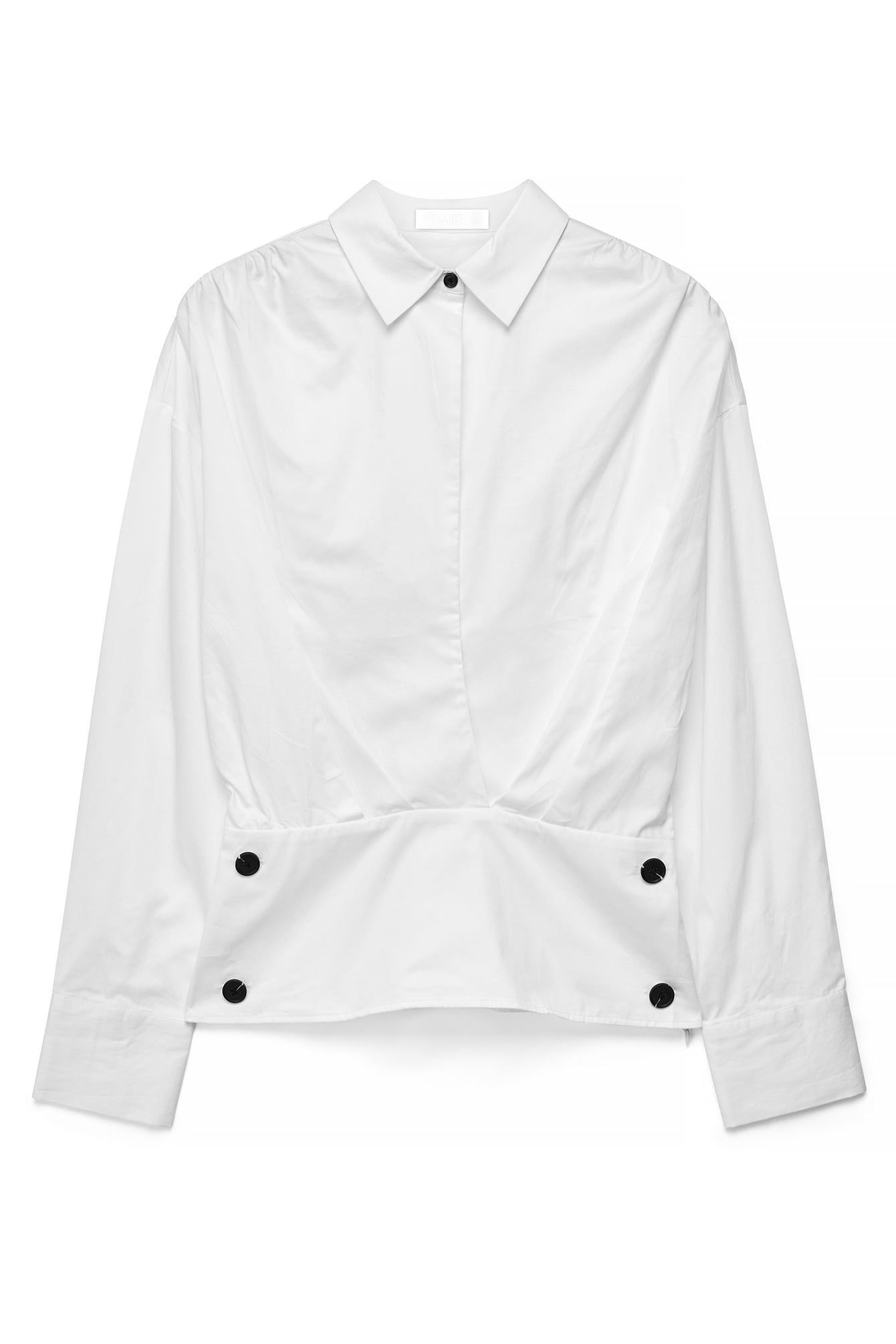 White Deep Neck Overlap Shirt
