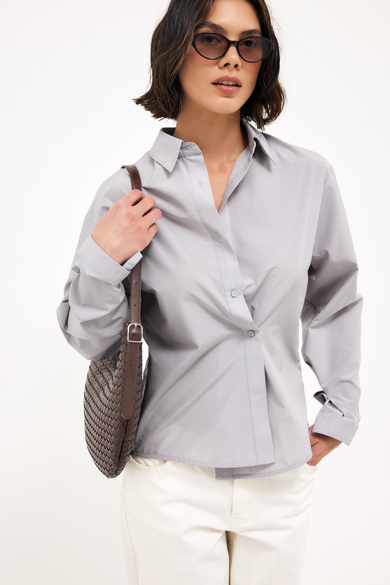 Camisa cruzada con detalle de raja - Camisas - Purple - EU 32 - NA-KD / NAKD