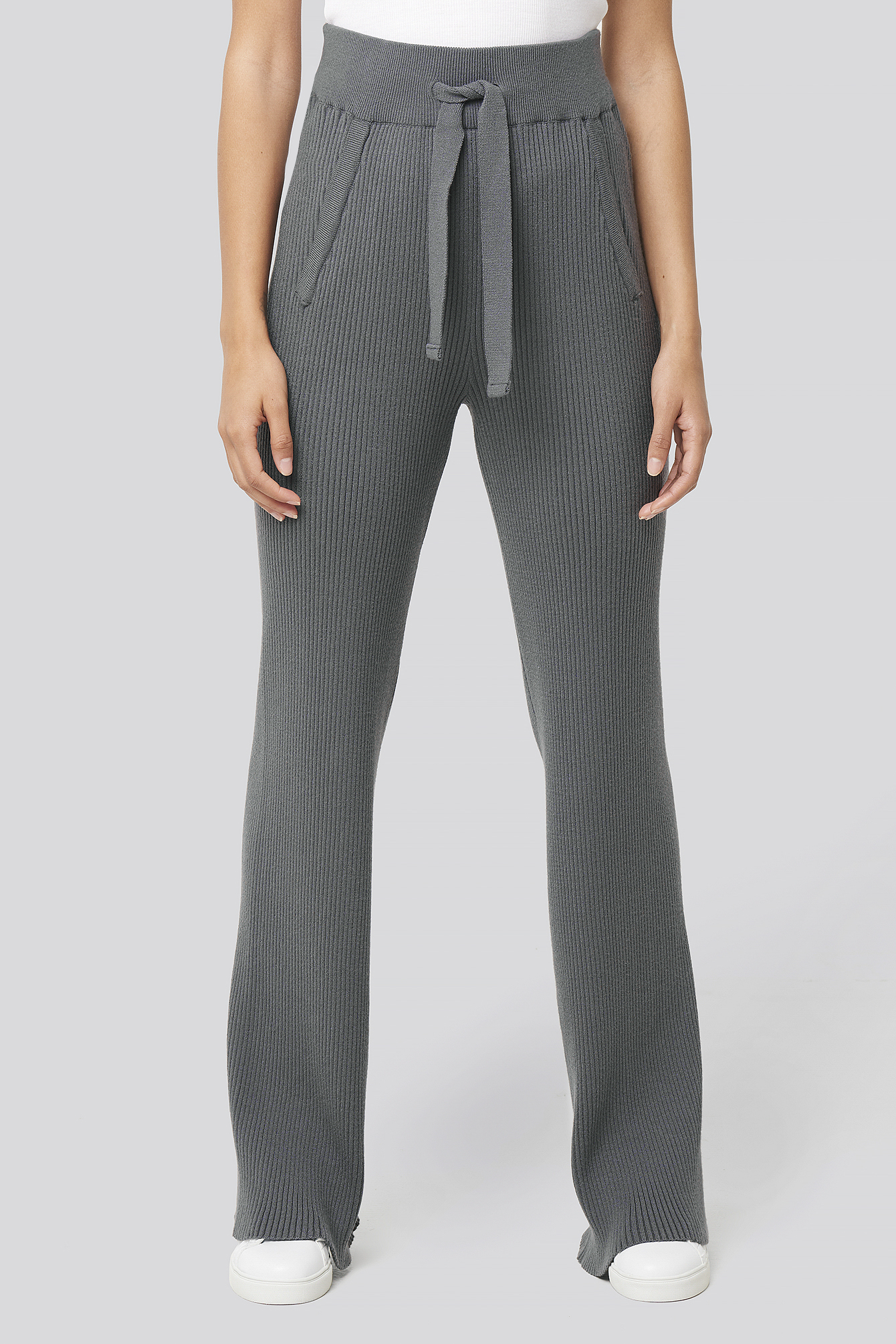 XLE THE LABEL Greg Rib Knitted Pants Grey