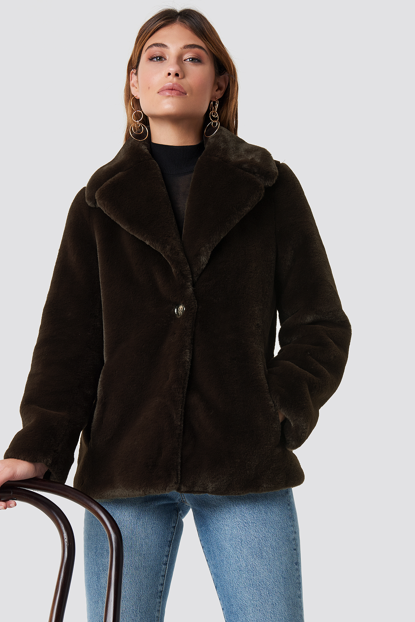 Jenna Faux Fur Coat Brown