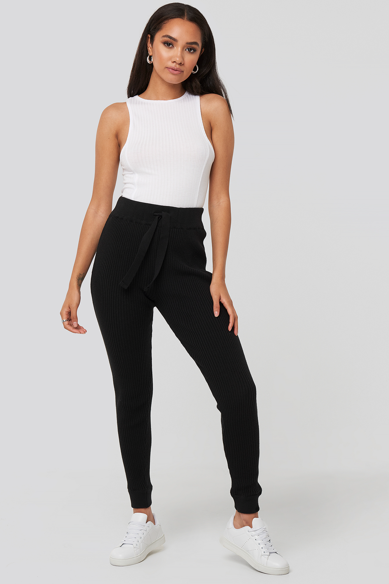 Ty Rib Knitted Pants Black