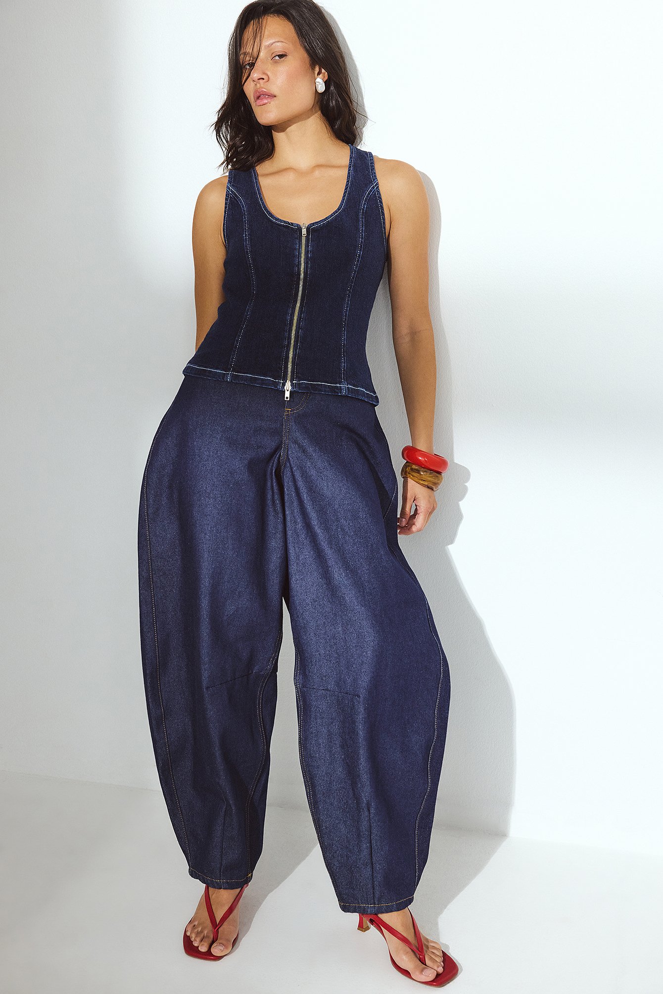 NA-KD Zip Detail Denim Top - Sleeveless Tops - Blue - EU 40 - NA-KD / NAKD
