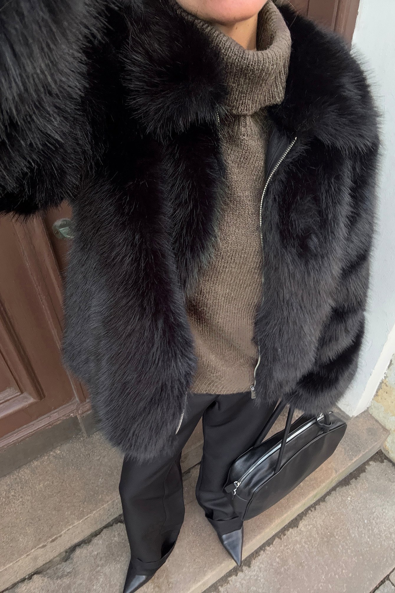 NA-KD Faux Bontjas met ritsdetail - Faux fur jassen - Zwart - EU 38 - NA-KD / NAKD