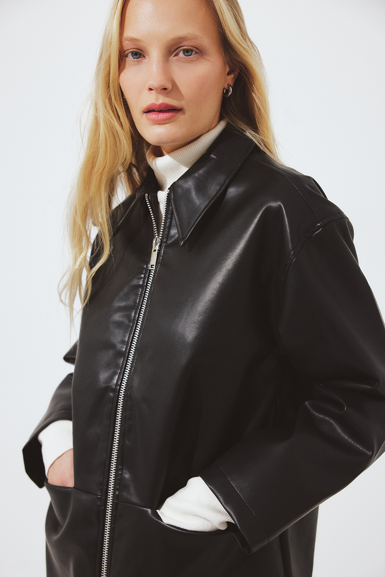 Zip Detail Faux Leather Jacket Black | NA-KD