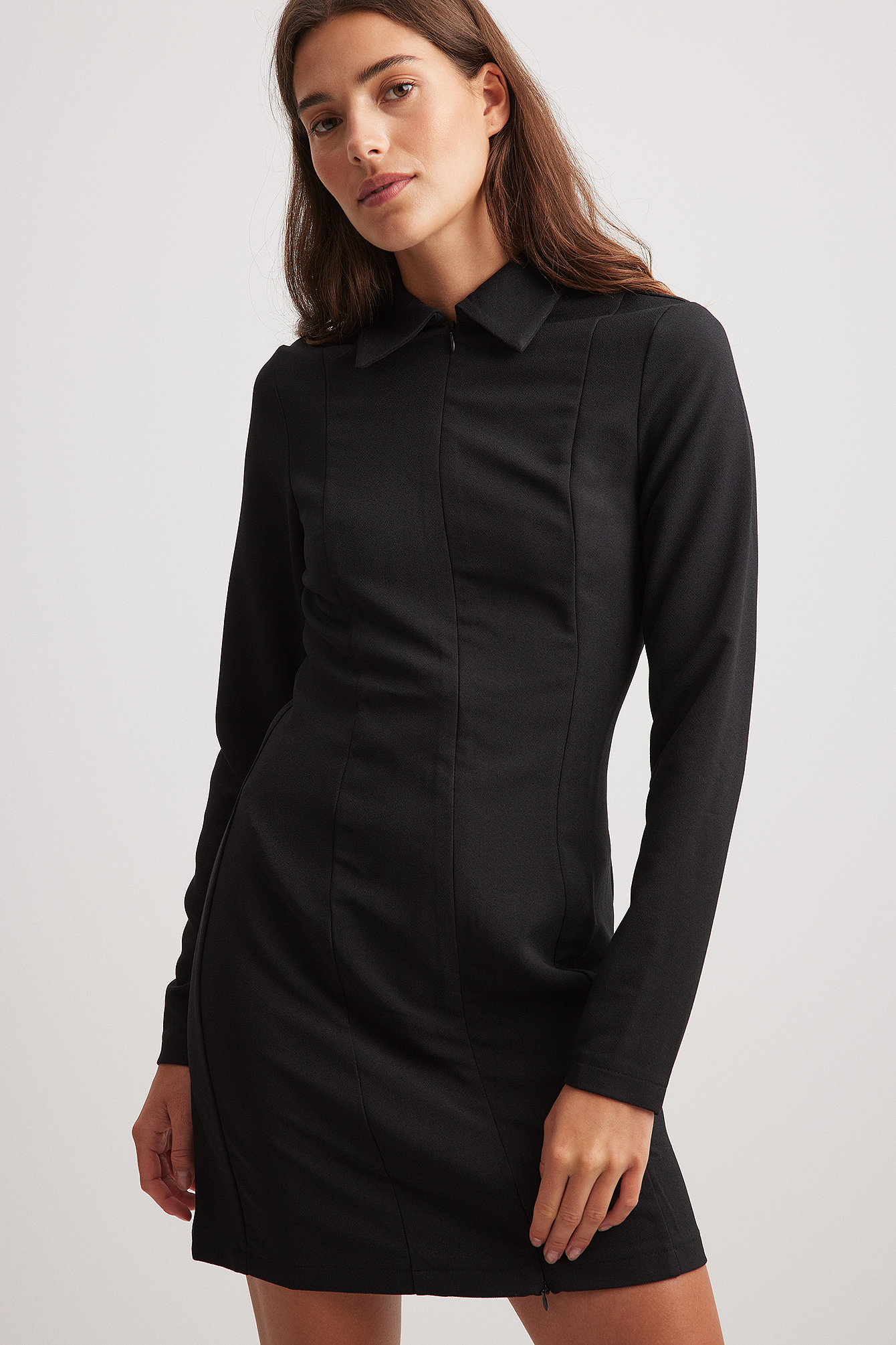 Zip Mini Dress Black | NA-KD