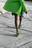 Metallic Green Kraftige højhælede sko i retrostil med strop