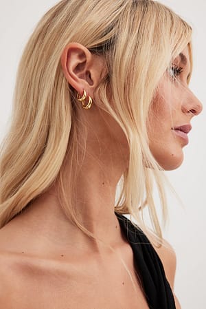 Gold 2-Pack 18k Gold Plated Basic Chubby Hoops