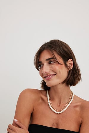 White/Gold 2-Pack Pearl Necklace