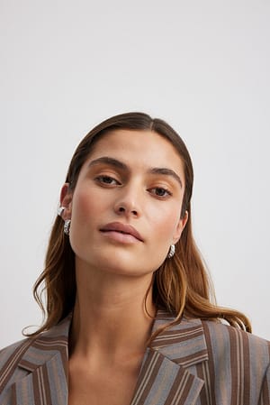 Silver 2-pack Textured Huggie Earrings