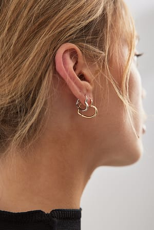 Silver/Gold 2-pakning øreringer med lite hjerte