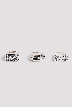 Silver 3-Pack Chunky Rings
