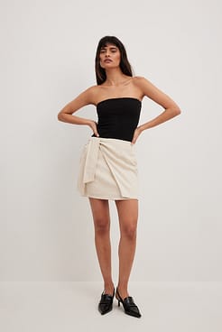 Linen Bland Wrap Skirt Outfit.