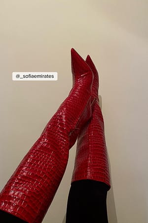 Red Croc Stiletto Boots