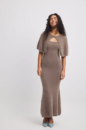 A-Line Fuzzy Knit Midi Dress Outfit