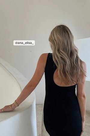 Black Asymmetric Back Maxi Dress