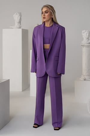 Purple Pantalon De Costume Plissé