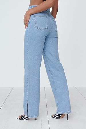 Blue Rechte jeans met spleetdetail