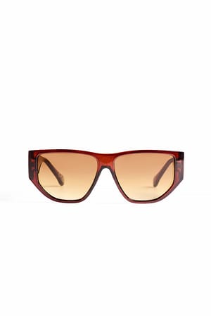 Brown Kanciaste okulary przeciwsłoneczne w stylu retro