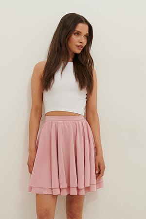 Pink Flounce Mini Skirt