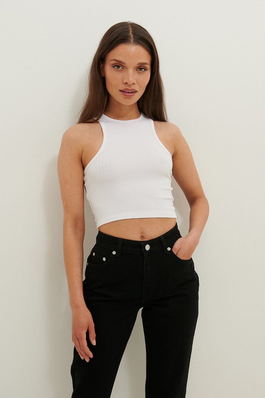 Oberteile Tops | Recyceltes Cropped Ripp-Tank-Top - FX25523