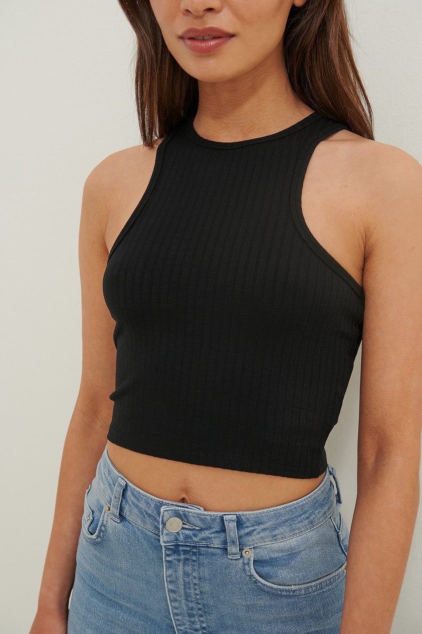 Oberteile Tops | Recyceltes Cropped Ripp-Tank-Top - WE96903