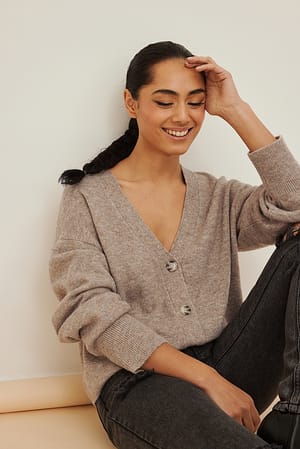 Taupe Knitted Cardigan
