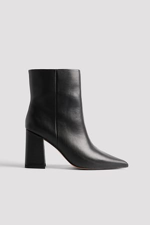 Black Ankle Leather Boots